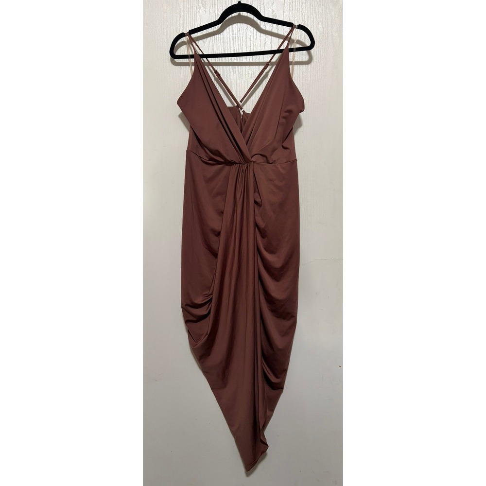 Charlotte Russe Mauve Brown Midi Dress XL Crisscross Back